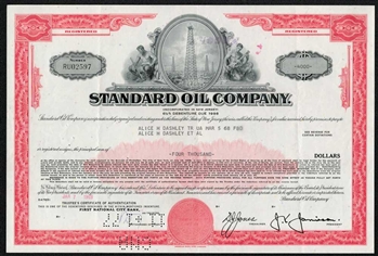 The Standard Oil Company Bond Certificate - Now Exxon