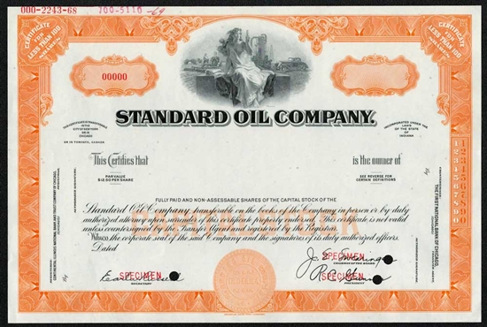 The Standard Oil Company Specimen Stock Certificate