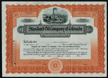 1931 Standard Oil Company of Colorado Stock Certificate