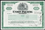 Union Pacific Corp. Stock Certificate - Green