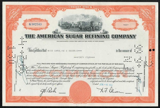 American Sugar Company Stock Certificate