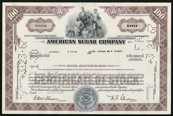 American Sugar Company Stock Certificate - Purple