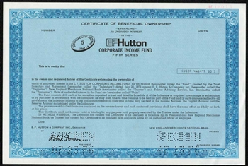 EF Hutton Corporate Income Fund Certificate