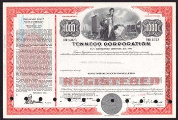 Tenneco Corp. $1000 Bond Certificate