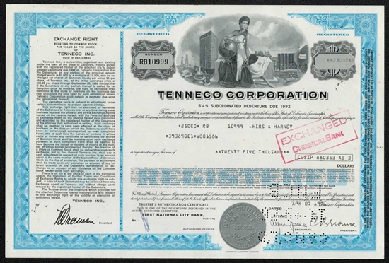 Tenneco Corp. Bond Certificate