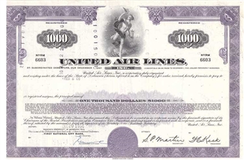 United Airlines $1000 Bond Certificate