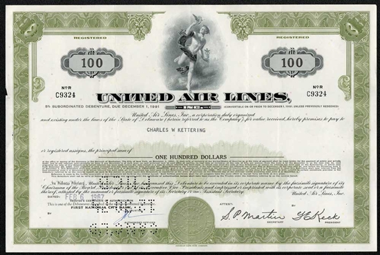 United Airlines Convertible Bond Certificate