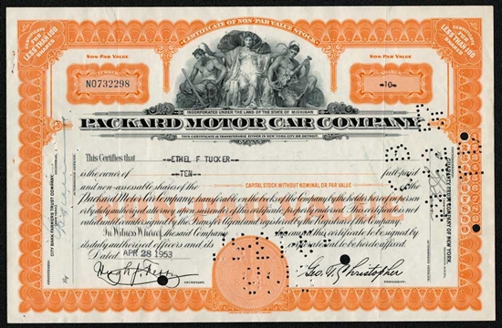Packard Motor Car Company Stock Certificate
