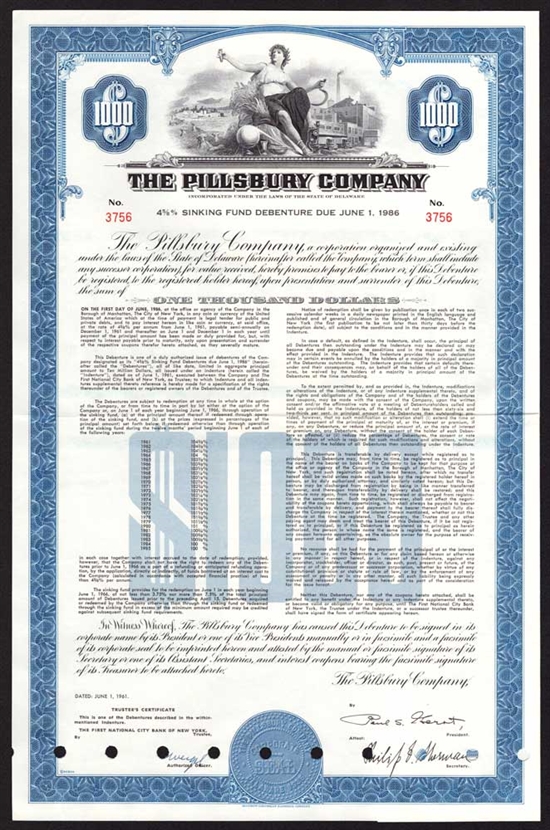 The Pillsbury Company $1000 Bond