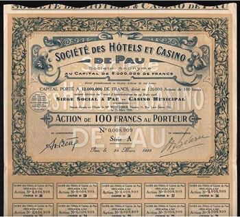 1928 De Pau, France: Societe des Hotels et Casino de Pau Bond