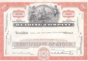 Reading Company Railroad Stock Certificate Orange