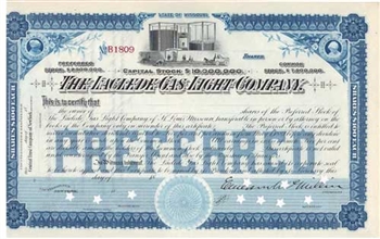 1800s The Laclede Gas Light Company Stock Certificate