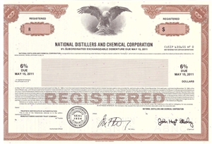 National Distillers and Chemical Corp Specimen Bond