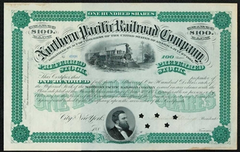 1880s Northern Pacific Railroad Co Certificate - Unissued