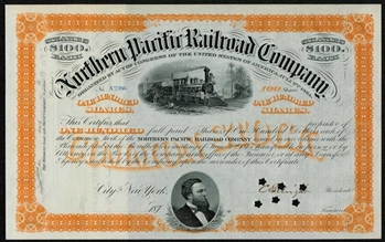 1870s Northern Pacific Railroad Co Certificate - Unissued