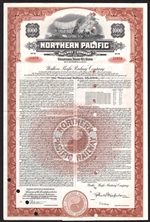 Northern Pacific Railroad Co $1000 Bond - 1954