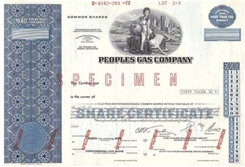 Peoples Gas Company Specimen Stock - Blue