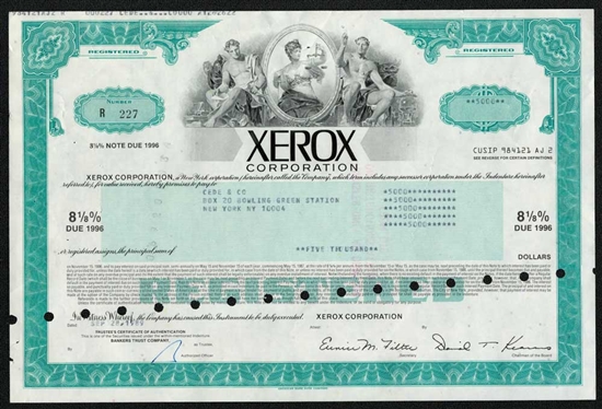 Xerox Corporation  Bond - Aqua