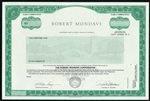 Robert Mondavi Wine IPO Specimen Stock Certificate - Rare