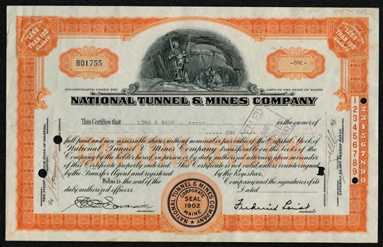 National Tunnel & Mines Company - Maine - 1930s-40s