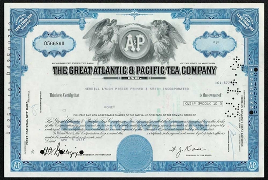 The Great Atlantic & Pacific Tea Company Stock Blue