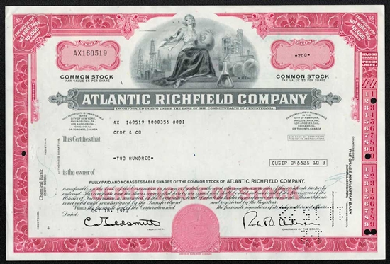 Atlantic Richfield Company Stock Certificate