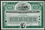 International Mercantile Marine Stock Certificate - Green 100 Shares