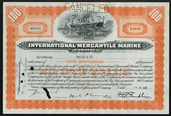 International Mercantile Marine Stock Certificate - 1930s