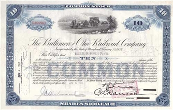 The Baltimore and Ohio (B&O) Railroad Company Stock Certificate