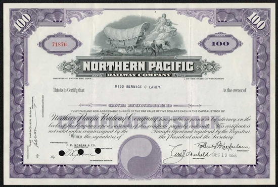 Northern Pacific Railway Company Stock Certificate