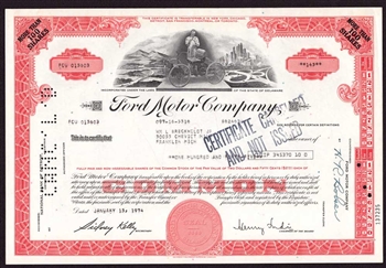 Ford Motor Company Stock Certificate
