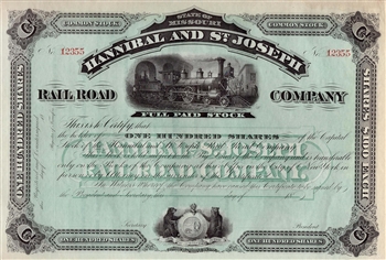 Hannibal and St. Joseph Railroad Company Stock Certificate