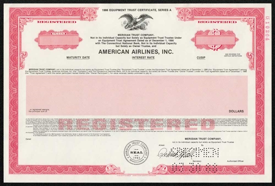 American Airlines Inc. Specimen Certificate