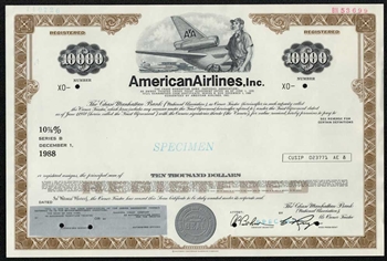 American Airlines Inc. Specimen $10,000 Note Certificate