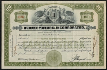 1931 Durant Motors Incorporated Stock Certificate