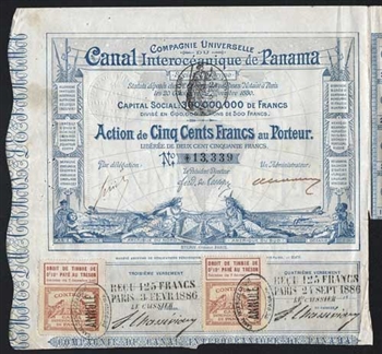 French Panama Canal Bond Certificate - 1880