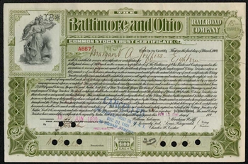 1899 Baltimore and Ohio (B&O) Railroad Co. Stock