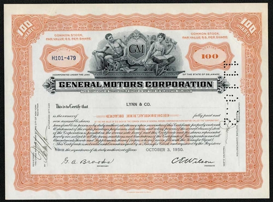 General Motors Corp. Stock Certificate