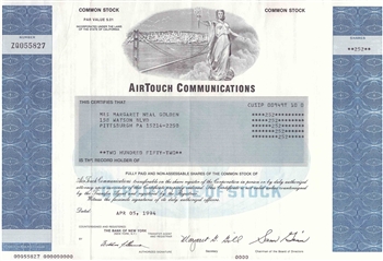 AirTouch Communications Stock Certificate