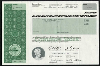 American Information Technologies Corp. (Ameritech) Stock Certificate