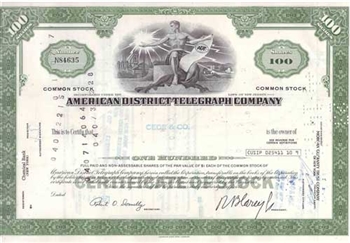 American District Telegraph (ADT) Company Stock Certificate