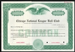 Chicago Cubs Specimen Stock Certificate - Chicago National League Ball Club - Rare