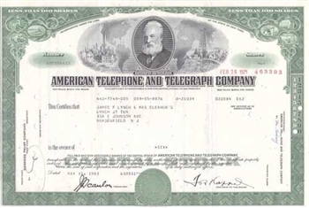 American Telephone and Telegraph AT&T Stock Certificate