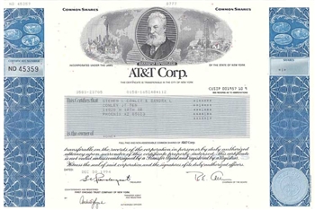 American Telephone and Telegraph AT&T Stock Certificate
