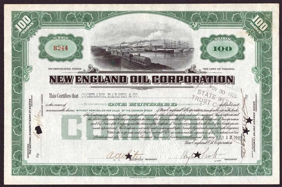 New England Oil Corporation Stock Certificate