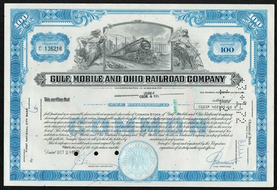 Gulf, Mobile and Ohio Railroad Company Stock Certificate