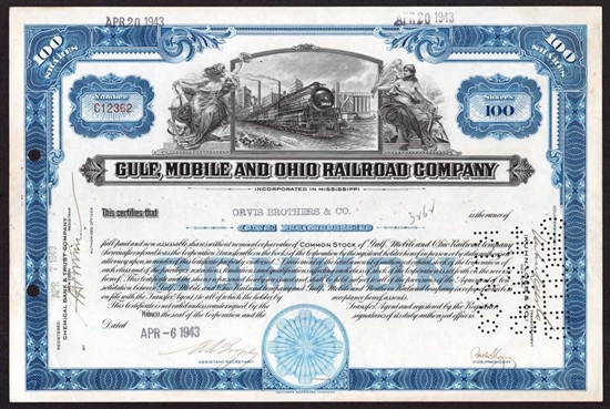 Gulf, Mobile and Ohio Railroad Company Stock Certificate