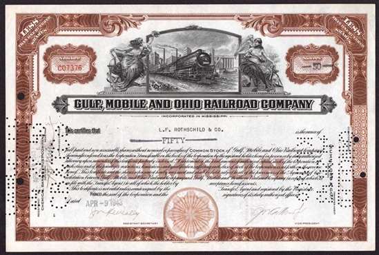 Gulf, Mobile and Ohio Railroad Company Stock Certificate