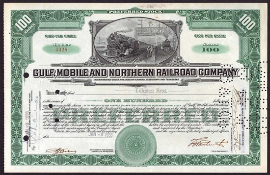 Gulf, Mobile and Northern Railroad Co - Issued to Lehman Brothers
