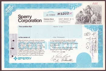 The Sperry Corporation Stock Certificate